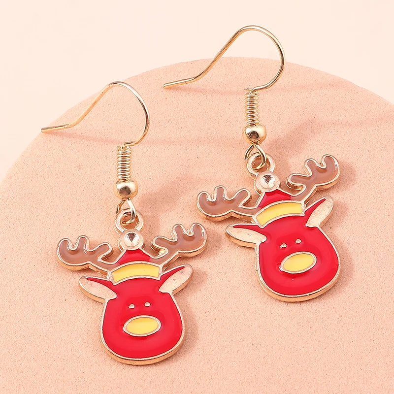 New Fashion Mix Styles Merry Christmas Drop Earrings for Women Christmas Tree Deer Santa Dangle Earrings New Year Jewelry Gifts