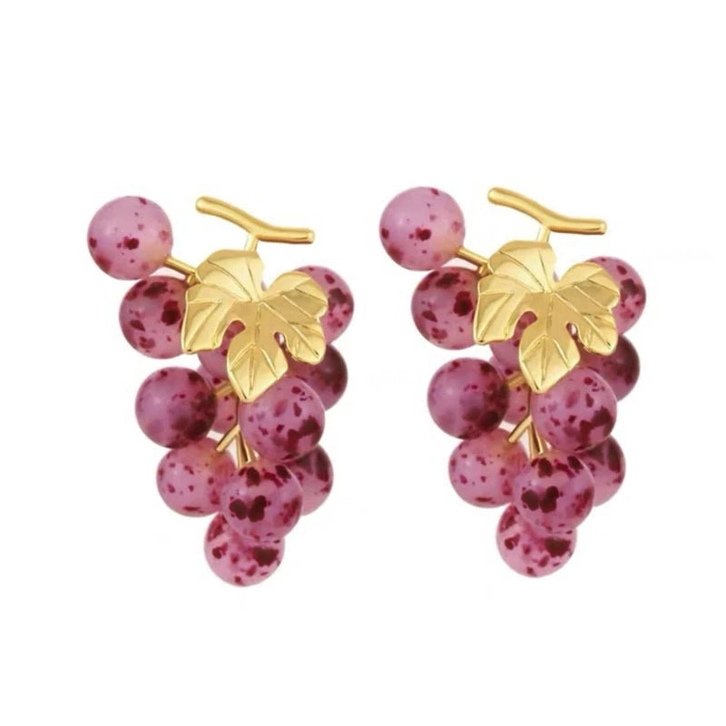 Grape Long Dangle Earrings Fruits Shaped Dangling Ear Rings Accessory