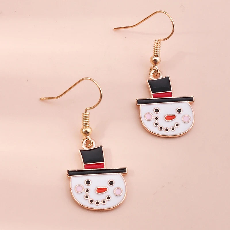 New Fashion Mix Styles Merry Christmas Drop Earrings for Women Christmas Tree Deer Santa Dangle Earrings New Year Jewelry Gifts