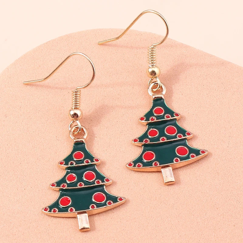 New Fashion Mix Styles Merry Christmas Drop Earrings for Women Christmas Tree Deer Santa Dangle Earrings New Year Jewelry Gifts