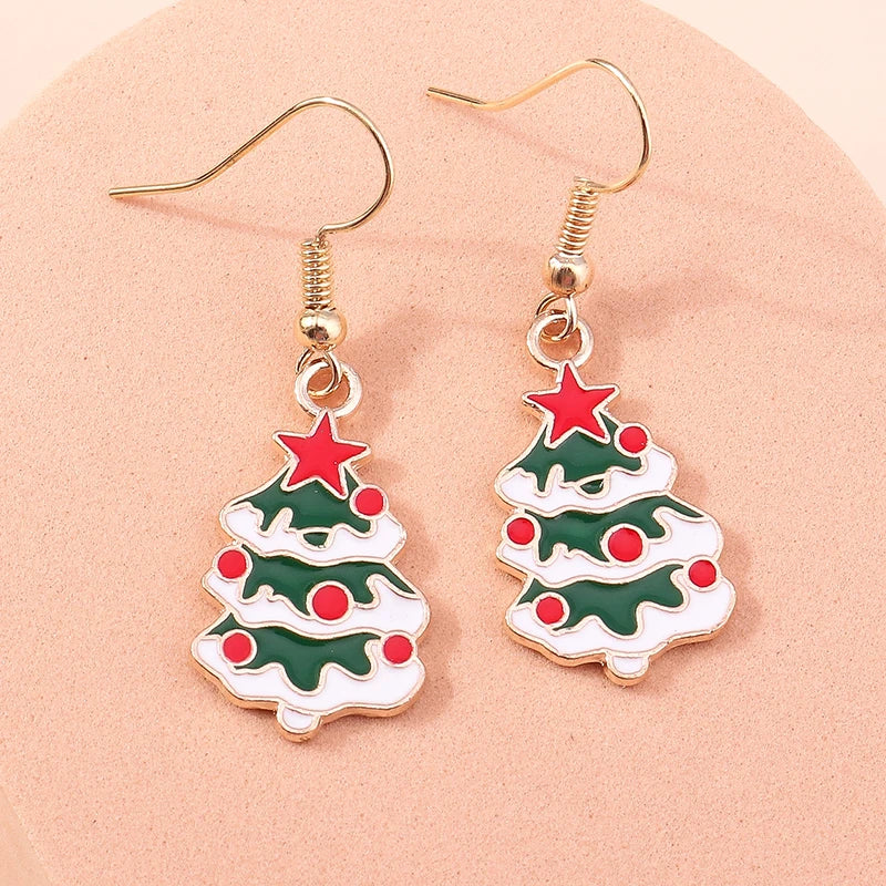 New Fashion Mix Styles Merry Christmas Drop Earrings for Women Christmas Tree Deer Santa Dangle Earrings New Year Jewelry Gifts