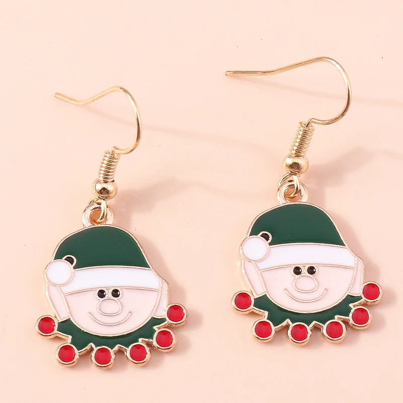 New Fashion Mix Styles Merry Christmas Drop Earrings for Women Christmas Tree Deer Santa Dangle Earrings New Year Jewelry Gifts