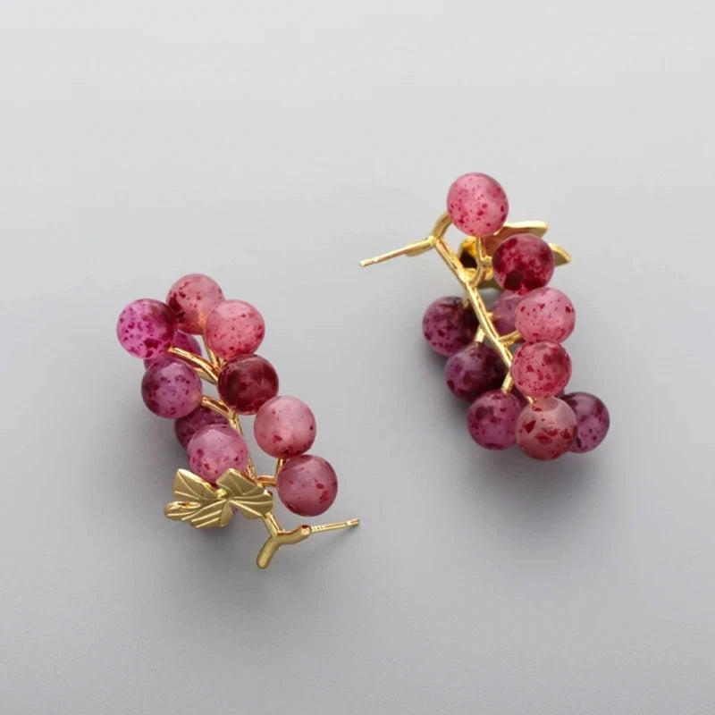 Grape Long Dangle Earrings Fruits Shaped Dangling Ear Rings Accessory