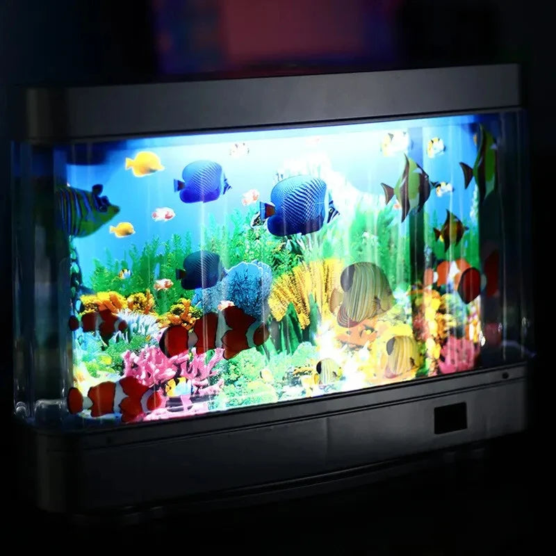 Veilleuse Aquarium Animée - Poissons Tropicaux en Mouvement, Décor Ludique et Cadeau Parfait