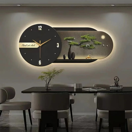 Horloge Murale LED en Bois de Pin